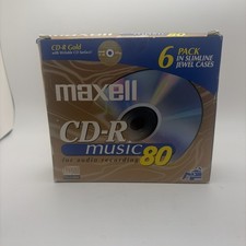 Maxell CD-R Music Blank Media Discs 80min Pack Of 6 w/Slimline Jewel Cases NEW