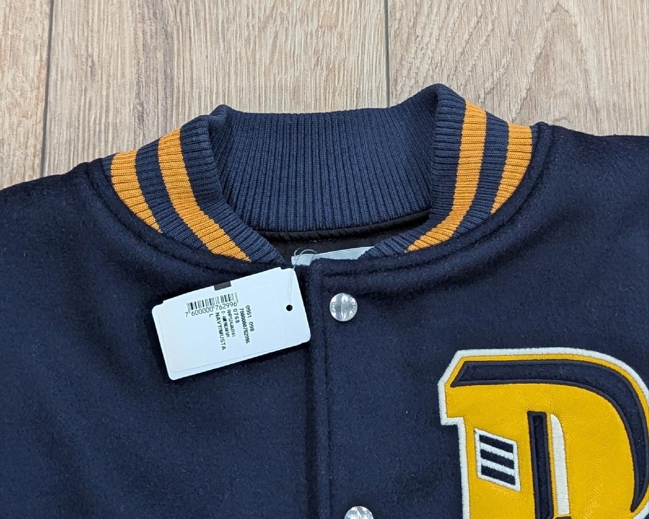 $2855 Mens RHUDE "American Spirit Lightning" Bomber Jacket Navy/Mustard Large - second product detail image