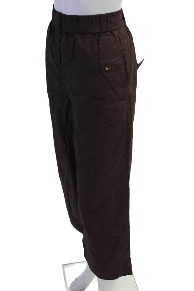 Pantalón Tibi Mujer Tibo Tiro Alto Cordón Pierna Ancha Marrón Talla Pequeña Foto 2 de 4