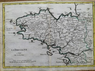 Carte 18e : La BRETAGNE par LEROUGE ca 1748