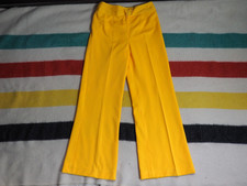 VTG 70s Canary Yellow Disco Hippy Boho Flare Wide Poly 29x28 Retro Pants Womens