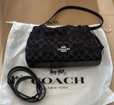 New COACH Faye Mini Shoulder Bag 2Way Signature Denim Black Women Auth