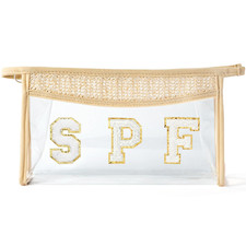 Boho Patch Cosmetic Bag - Summer Gifts SPF Chenille Varsity Letter Toiletry Kit