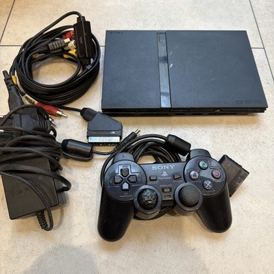 Sony PlayStation 2 Slim Spielekonsole Schwarz SCPH-75004 PS2 + Controller