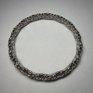 Milor 14kt White Gold Byzantine Bangle 9 Inch Bracelet Resin Italy 12.2grams