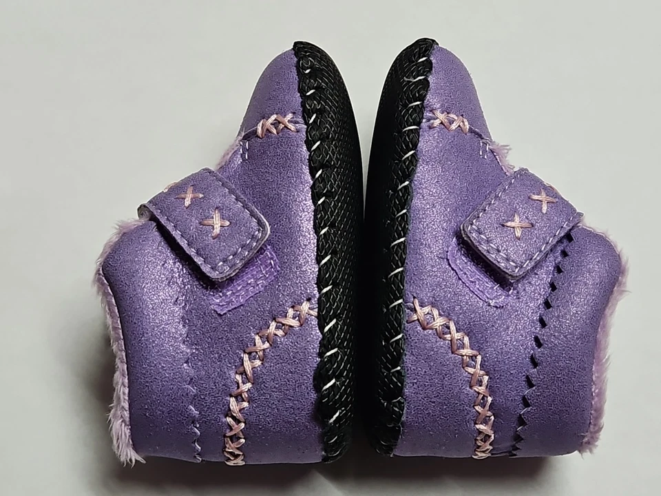 Zapatos infantiles de cuero rosa pediped forrados de piel sintética 0-6M Foto 3 de 4