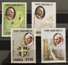ZAMBIA - 1989 VISIT OF POPEJOHN PAUL II SET NHM SG 575 - 578 cv &pound;13.50