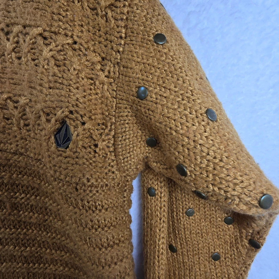Volcom Acid Rip Cardigan Wool Sweater Womens Size XS/S Oversized Chunky Cable - Image 3 of 4