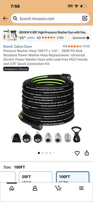 #ad Pressure Washer Hose 100 FT x 1 4#x27;#x27;，3600 PSI Kink $19.00