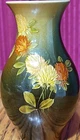 Hand-Painted Floral Pottery Vase, Brown/Yellow Glossy Finish, Rookwood Signed ?
