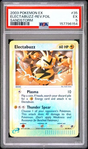 2003 POKEMON EX SANDSTORM #35 ELECTABUZZ-REVERSE FOIL PSA 5