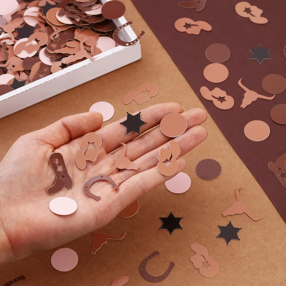 Decoraciones de fiesta de vaquero del oeste - 200 piezas confeti de vaquero, primer nacimiento de rodeo... Foto 4 de 4