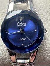 Armitron Now Diamond Ladies 75/2406-7 Watch New Battery 19MM 7.25" Blue Dial Q