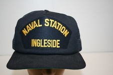 VTG USA MADE New Era Ingleside Naval Station Military Trucker Hat Cap Snapback
