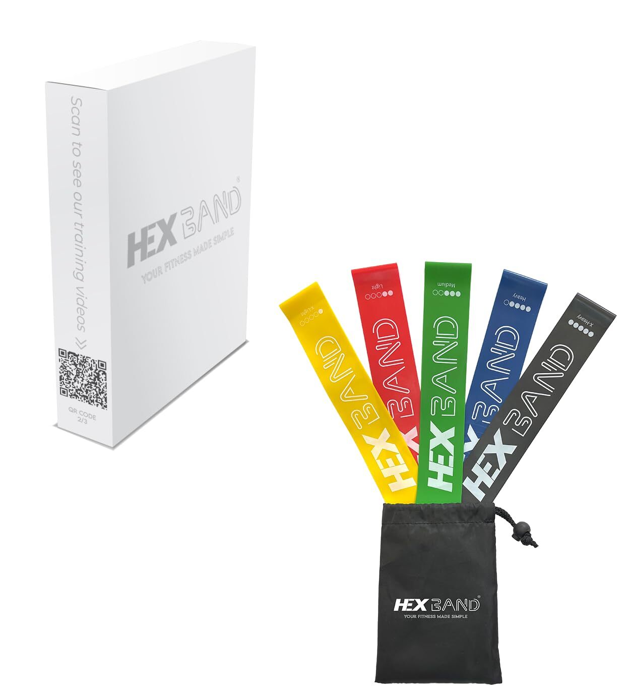 Hex Resistance Loop Bands with Nutritional Guide and Exercise Guide Set of 5 ...