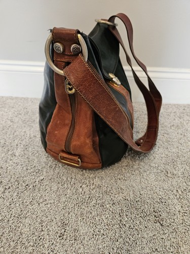 Marino Orlandi Women’s Handmade Italian Brown/Black Leather Bucket Shoulder Bag - Picture 5 of 24