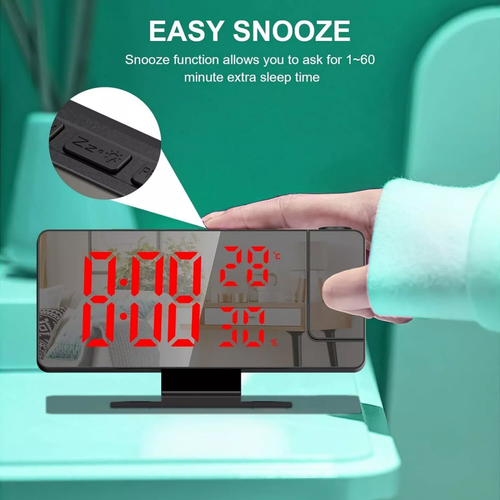 7.8" LED Projection Alarm Clock Digital Clock with 180° Projector Snooze Bedside - Picture 8 of 13