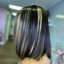 Highlight Short Bob 100 Human Hair 4x4 Lace Front Wig