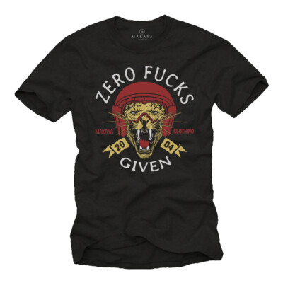 Mens T-Shirt Black Biker Saying - Tiger Helmet Motorcycle Rocker Gift Men