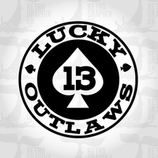 Hot Rod Bike Stickers Lucky 13 Decal | Car van bike decal 125mm Chop Brat Rat -