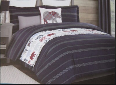 5 pc  ELEPHANT Twin Comforter Set + Blanket + Sham + Throw Pillows Boy Zone Kids