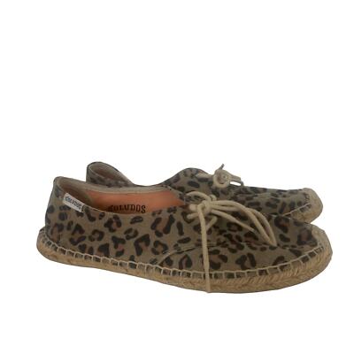 Soludos  Women's Leopard Lace-Up Espadrille Derby Flat Size 7