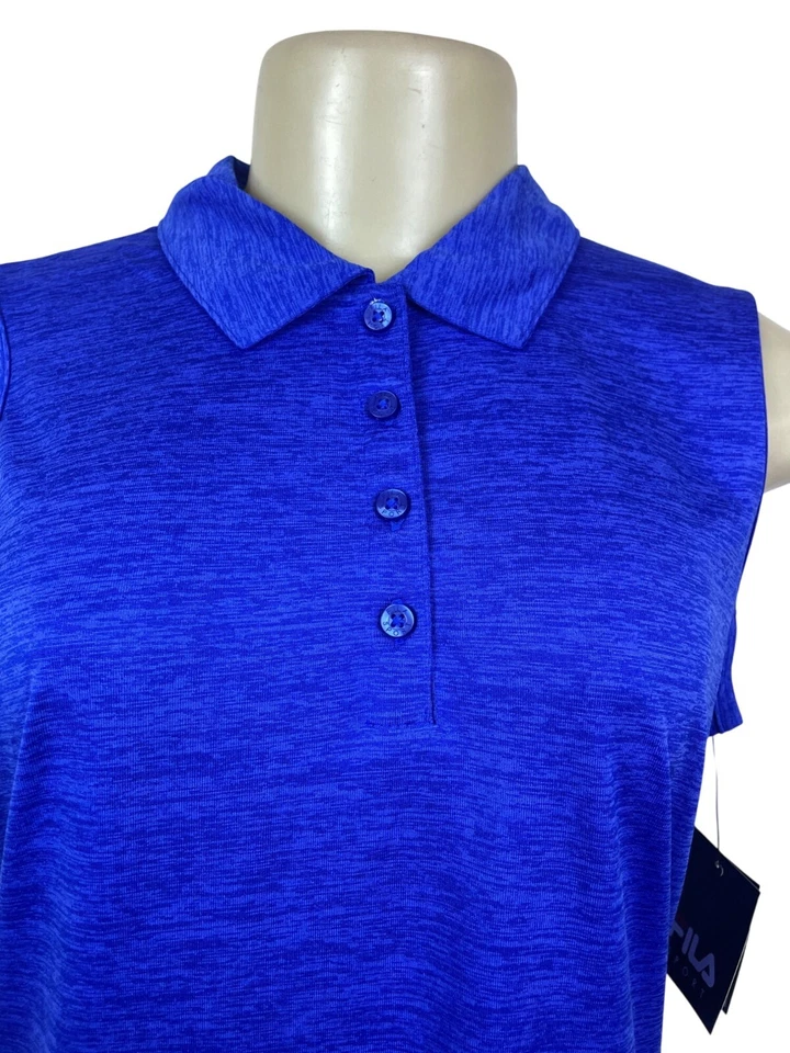 Camisa polo Fila Sport para mujer sin mangas con botones azul jaspeado talla M - Nueva Foto 2 de 4