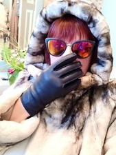 White Mink Fur Coat Authentic Sheared Mink Full Length Hooded 14-16