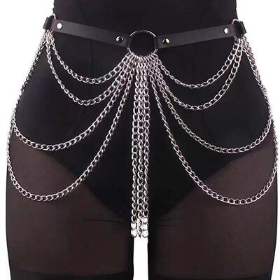 Punk Taillenkette Quaste Bauchketten Ledergürtel mehrlagig für Mädchen
