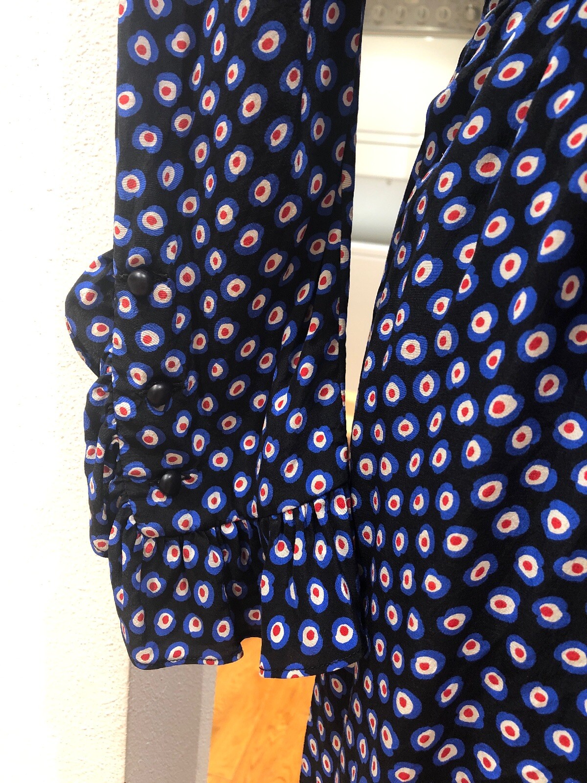 ABITO VINTAGE SAINT LAURENT ROSSO BIANCO A PUNTI STAMPA CINTURA ARRICCIATA SETA 40 4