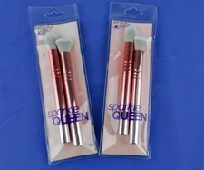 2x Sparkle Queen Beauty 360° 2 Glow Up Brushes Duo Rounded Bristles Highlights