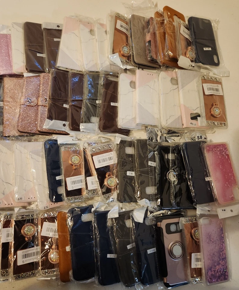 Lote al por mayor a granel de 100 fundas y billeteras mixtas para teléfonos celulares Foto 4 de 4