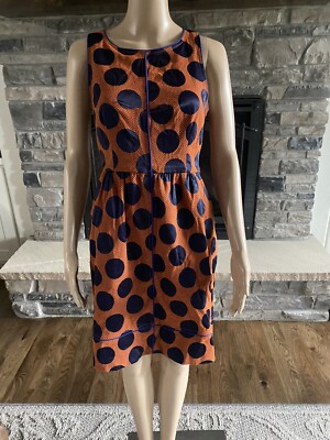 orange and black polka dot dress Maeve by Anthropologie Orange & Black Polka Dot Sleeveless Dress Size 4***