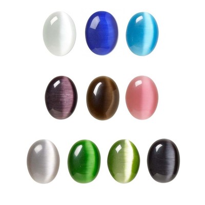 Grade A Glass Cat's Eye Fiber Optic 16mm x 12mm Flat Backed Domed Oval Cabochon