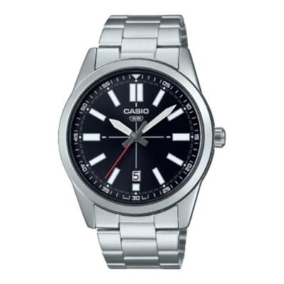 Casio MTP-VD02D-1EUDF Men's Stainless Steel Black Dial 3-Hand Analog Watch