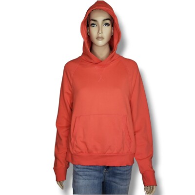Athleta Moonrise Hoodie Womens Medium Passionfruit Coral Open Back Hooded 