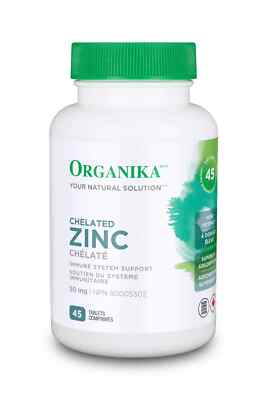 Organika Chelated Zinc 50mg Highly Absorbable Form Trace Mineral Immune 45pc NEW