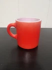 Vintage Red Milk Glass Cup Mug Texture Orange Peel Retro