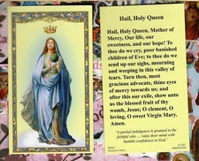 Our Lady with Hail Holy Queen Prayer - Paperstock Holy Card