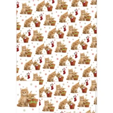 Kitten & Bunny Christmas Companions Gift Wrapping Paper 