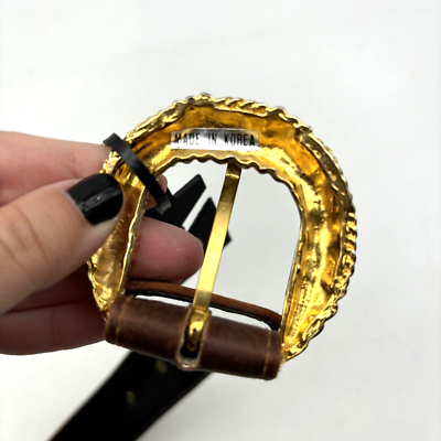 NEW Vintage 80s Cipriani 0179 Brown Satin Gold Filigree Gemstone Waist Belt M 30 NEW Vintage 80s Cipriani 0179 Brown Satin Gold Filigree  main image 3