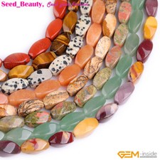Natural Gemstone Stone Twist Beads Jewelry Making 15" Loose 8x16mm Bead 24-25Pcs