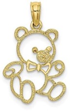 10k Yellow Gold Cut Out Teddy Bear Pendant