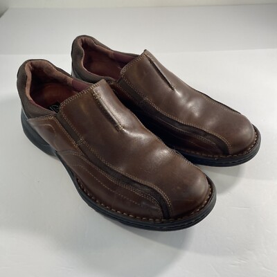 Clarks Bradley Step Slip-On Brown Leather Casual Shoes Comfort Loafers Mens 9.5M
