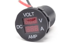 DBG 12V/24V Voltmeter & 25 Amp Ammeter Round Digital LED DC Guage Car Boat Bike