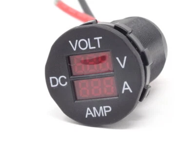 DUN-BRI GROUP DBG 12V/24V Voltmeter & 25 Amp Ammeter Round Digital LED DC Guage Car Boat Bike