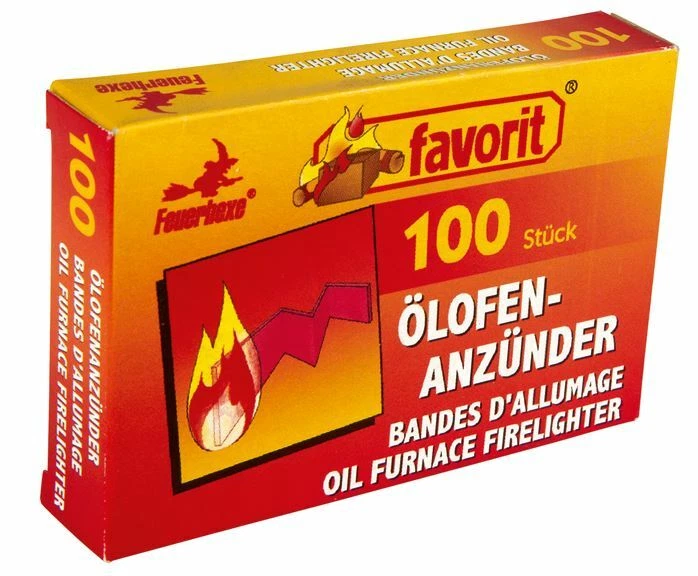 100 Stück favorit ® Feuerhexe Ölofenanzünder Anzündstreifen für Ölofen 9501251