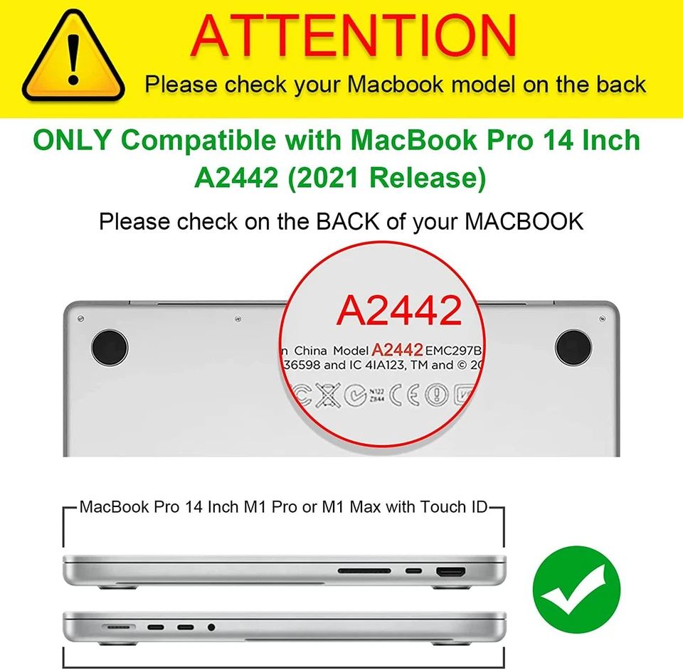 Funda Protectora para MacBook Pro 14 Pulgadas A2442 M1 Pro/M1 Max Carcasa Rígida Cubierta Foto 2 de 4