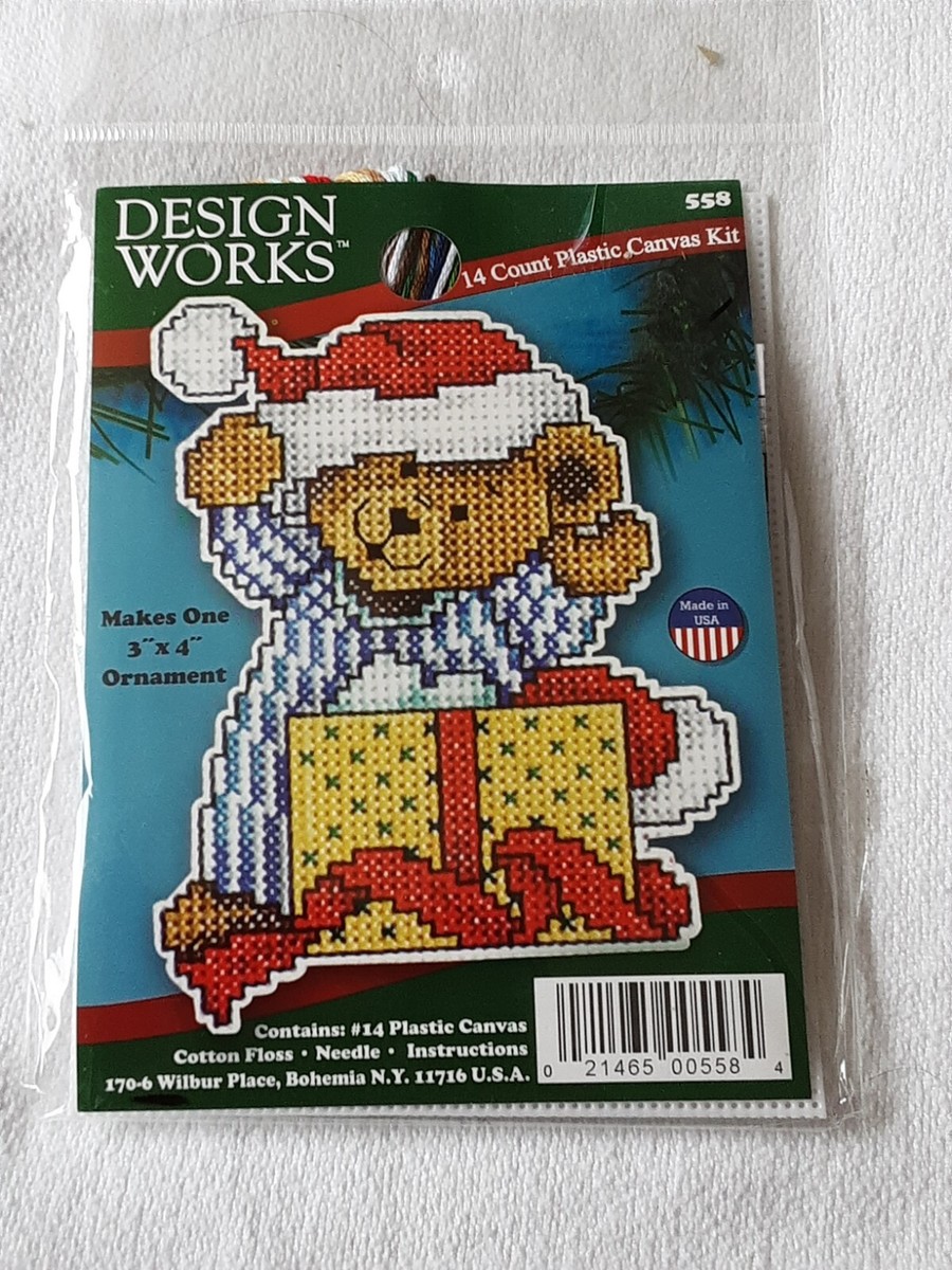 Design Works #558 Santa Bear With Present Embroidery Kit 3x4 inch