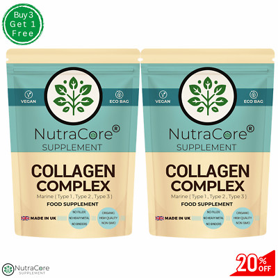 Kollagen Komplex Kapseln 750mg (Marine Kollagen Typ1, 2, 3) Maximale Stärke - 180 Kapseln